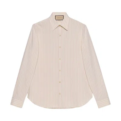 Pre-owned Gucci Washed Stripe Shirt 'beige/bordeaux' | Tan | Men's Size 42 In Brown