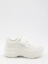 Gucci Sculpted Platform Wave Sneaker With Velcro Strap In White