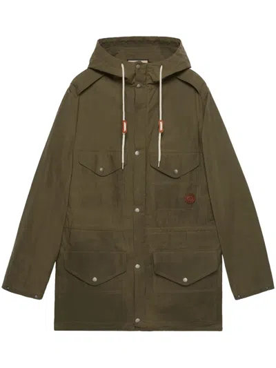 Gucci Waxed Cotton Adjustable Length Jacket In Green