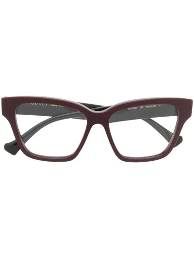 Gucci Brille Mit Breitem Gestell In Red