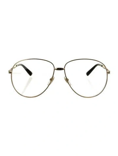 Pre-owned Gucci Web Accent Aviator Eyeglasses In Gold