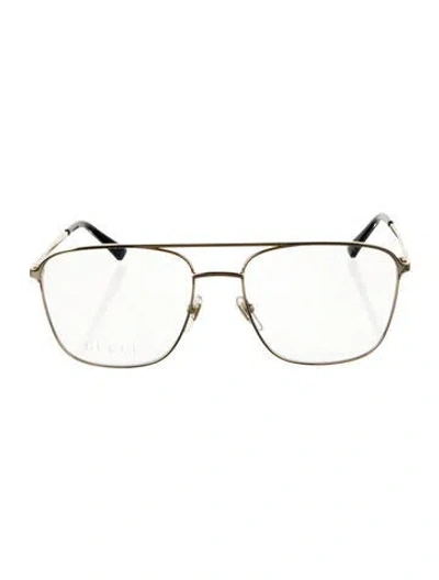 Pre-owned Gucci Web Accent Aviator Eyeglasses In Gold