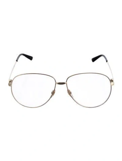 Pre-owned Gucci Web Accent Aviator Eyeglasses In Gold