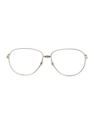 Pre-owned Gucci Web Accent Aviator Eyeglasses In Gold