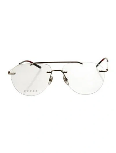 Pre-owned Gucci Web Accent Aviator Eyeglasses In Multi