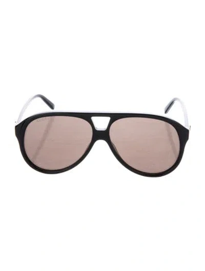 Pre-owned Gucci Web Accent Aviator Sunglasses In Black