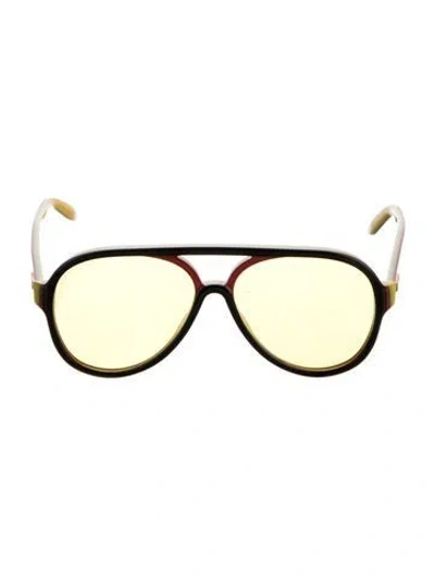 Pre-owned Gucci Web Accent Aviator Sunglasses In Black
