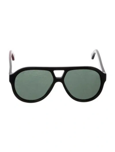 Pre-owned Gucci Web Accent Aviator Sunglasses In Black