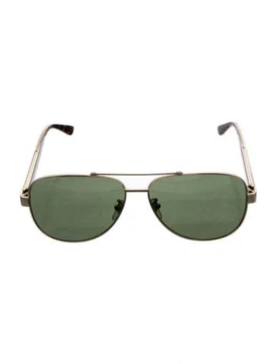 Pre-owned Gucci Web Accent Aviator Sunglasses In Brown