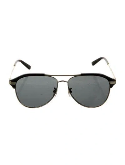 Pre-owned Gucci Web Accent Aviator Sunglasses In Gold