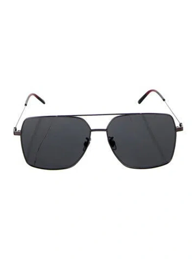 Pre-owned Gucci Web Accent Aviator Sunglasses In Gray