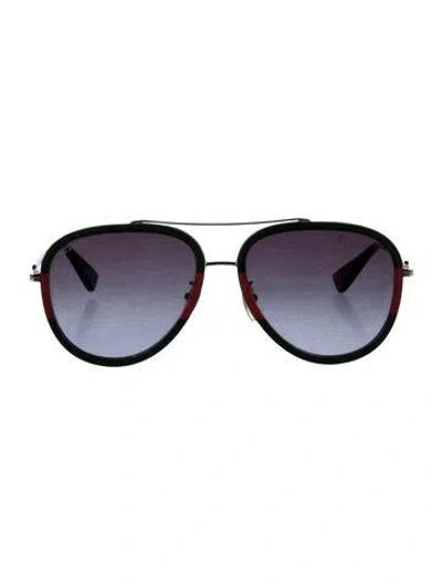Pre-owned Gucci Web Accent Aviator Sunglasses In Green