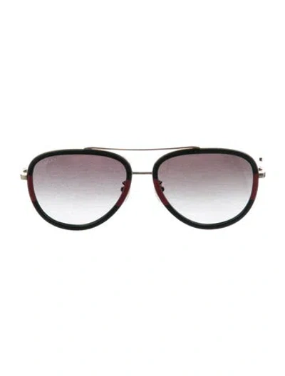 Pre-owned Gucci Web Accent Aviator Sunglasses In Green/red