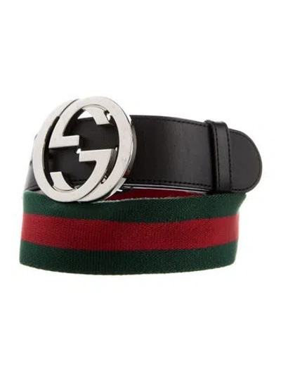 Pre-owned Gucci Web Accent Belt In Green