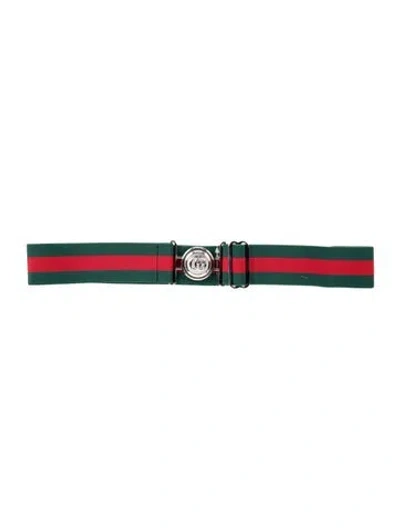 Pre-owned Gucci Web Accent Belt In Green