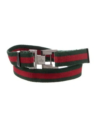 Pre-owned Gucci Web Accent Belt In Green