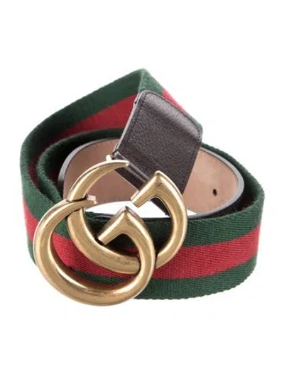 Pre-owned Gucci Web Accent Belt In Green
