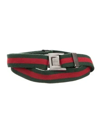 Pre-owned Gucci Web Accent Belt In Green