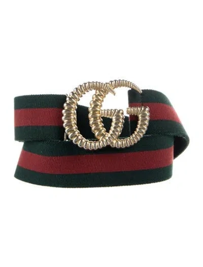 Pre-owned Gucci Web Accent Belt In Green