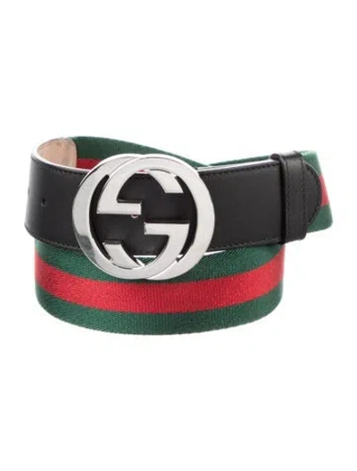 Pre-owned Gucci Web Accent Belt In Green