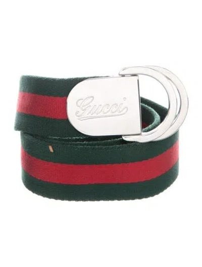 Pre-owned Gucci Web Accent Belt In Green/red