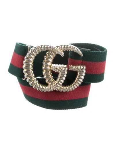 Pre-owned Gucci Web Accent Belt Kit In Green