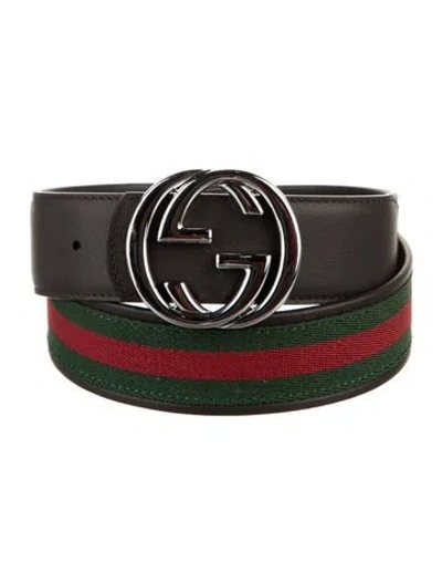 Pre-owned Gucci Web Accent Belt Kit In Green