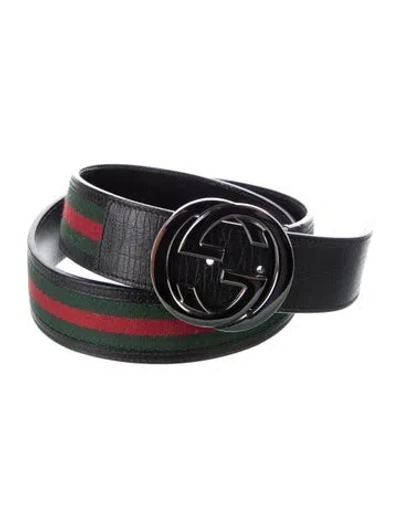 Pre-owned Gucci Web Accent Belt Kit In Green