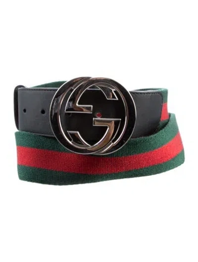 Pre-owned Gucci Web Accent Belt In Multi
