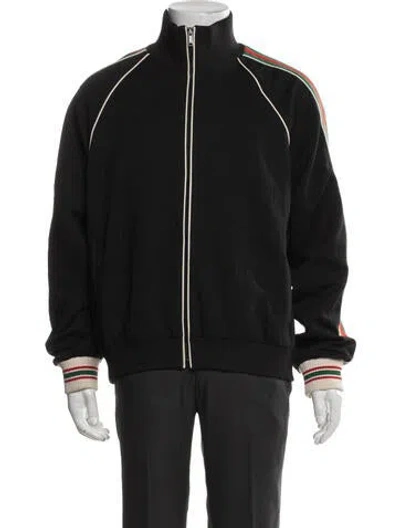 Pre-owned Gucci Web Accent Bomber Jacket In Black