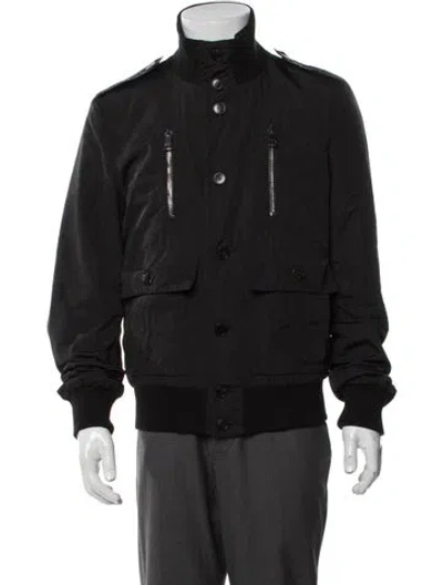 Pre-owned Gucci Web Accent Bomber Jacket In Black