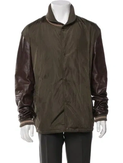Pre-owned Gucci Web Accent Bomber Jacket In Green