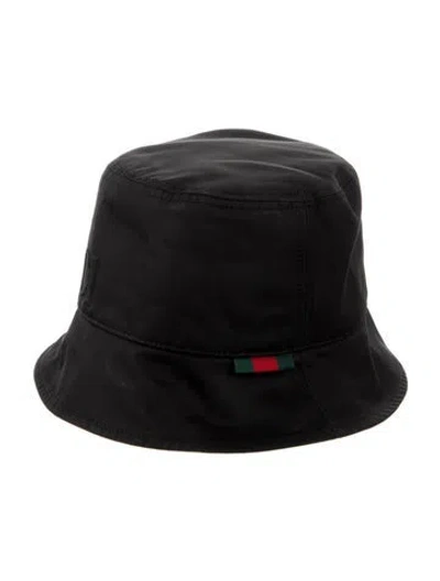 Pre-owned Gucci Web Accent Bucket Hat In Black