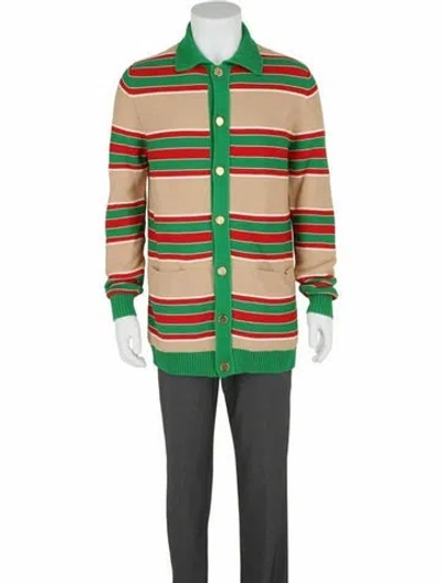 Pre-owned Gucci Web Accent Button-up Top W/ Tags In Green