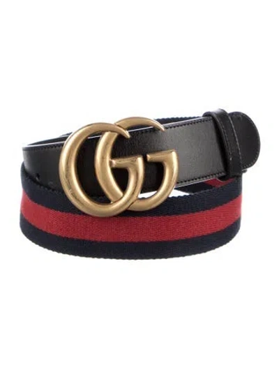 Pre-owned Gucci Web Accent Canvas Belt In Blue