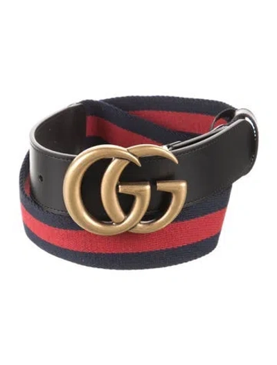 Pre-owned Gucci Web Accent Canvas Belt In Blue