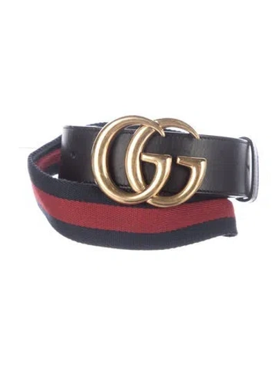 Pre-owned Gucci Web Accent Canvas Belt In Blue
