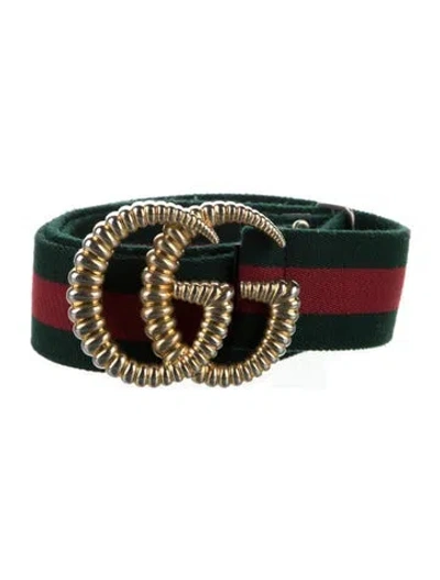 Pre-owned Gucci Web Accent Canvas Belt In Green