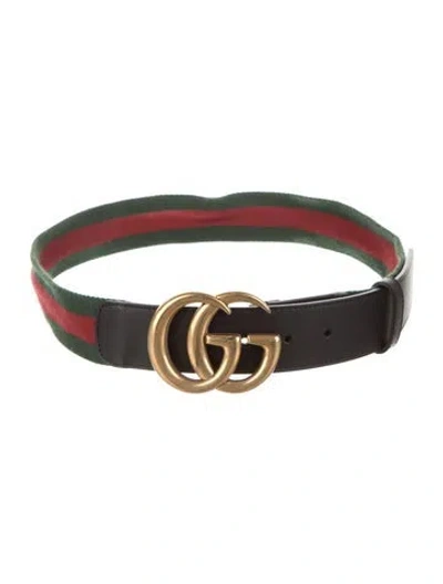 Pre-owned Gucci Web Accent Canvas Belt In Green