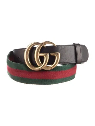 Pre-owned Gucci Web Accent Canvas Belt In Red