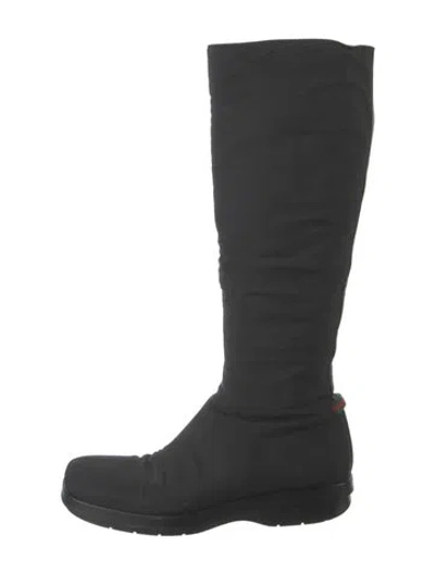 Pre-owned Gucci Web Accent Canvas Boots In Black