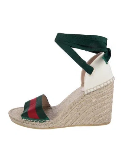 Pre-owned Gucci Web Accent Canvas Espadrilles In Green