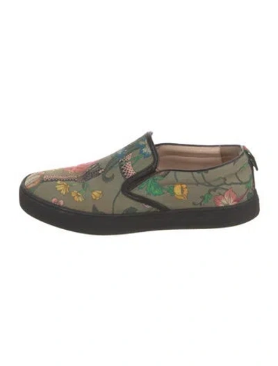 Pre-owned Gucci Web Accent Canvas Espadrilles In Green