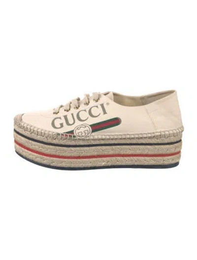 Pre-owned Gucci Web Accent Canvas Espadrilles In Neutral