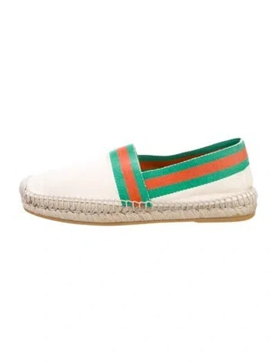Pre-owned Gucci Web Accent Canvas Espadrilles In Neutral