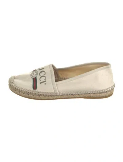 Pre-owned Gucci Web Accent Canvas Espadrilles In Neutral