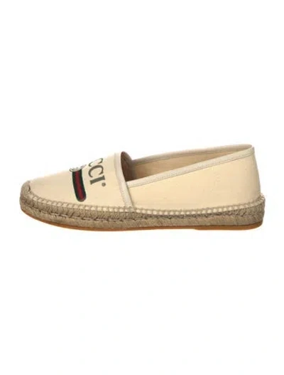 Pre-owned Gucci Web Accent Canvas Espadrilles In Neutral