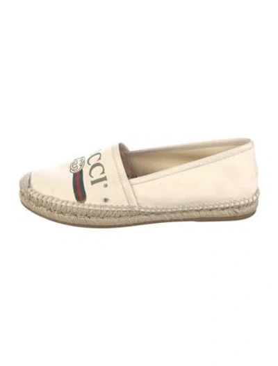 Pre-owned Gucci Web Accent Canvas Espadrilles In Neutral