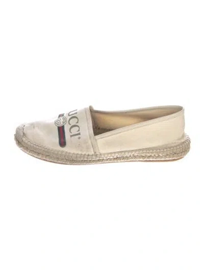 Pre-owned Gucci Web Accent Canvas Espadrilles In Neutral