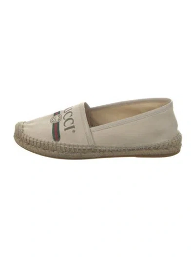 Pre-owned Gucci Web Accent Canvas Espadrilles In Neutral